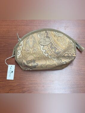Etro Beige and Olive Paisley Cosmetic Pouch